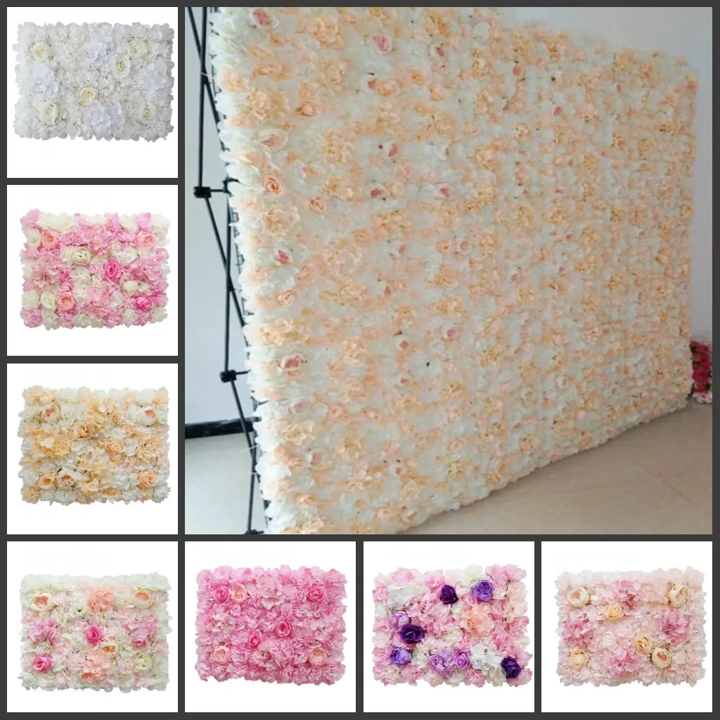60x40cm each Piece Peony Hydrangea Rose Flower Wall Panels for Wedding Backdrop Centerpieces Party Decorations 12pcs/lot