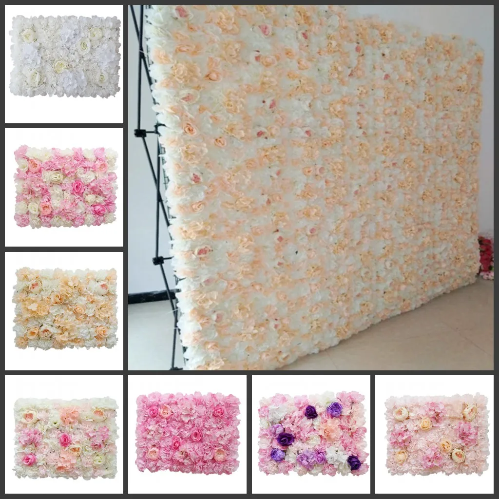 60x40cm Elk stuk Peony Hydrangea Rose Flower Wall Panelen voor Wedding Achtergrond Centerpieces Party Decoraties 12pcs / lot