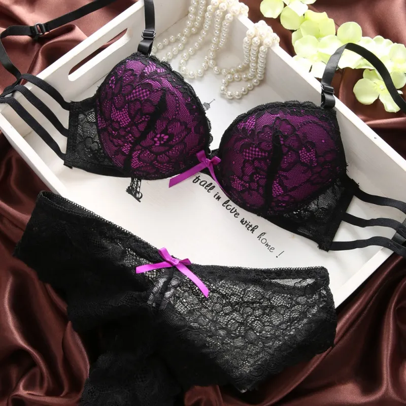 Women's Lingerie Romantic Lace Bra Sets Underwear Set Push Up Bras And  Panty Set 