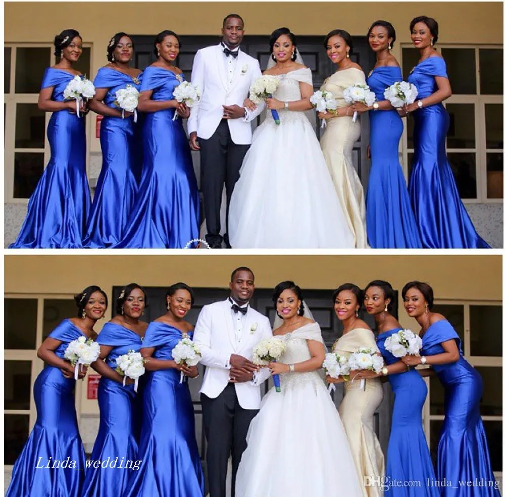 2019 Modest Champagne Royal Blue Off The Shoulder... From Linda_wedding,  $124.75 | DHgate.Com