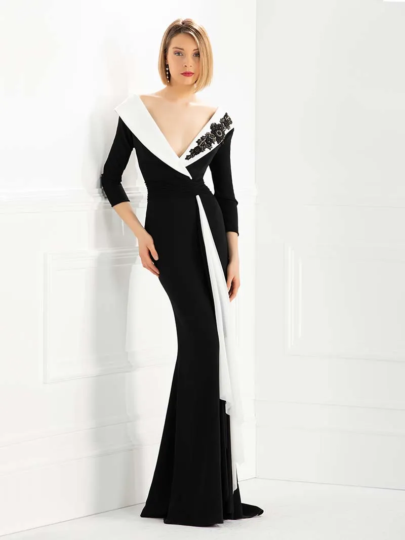 Black Beaded Mermaid Mother of the Bride Dress Off-Shoulder V Neck 3/4 Long  Sleeve Satin Floor-Length Gown Plus Size from Dhgate Mother's Dresses -  price 105.08