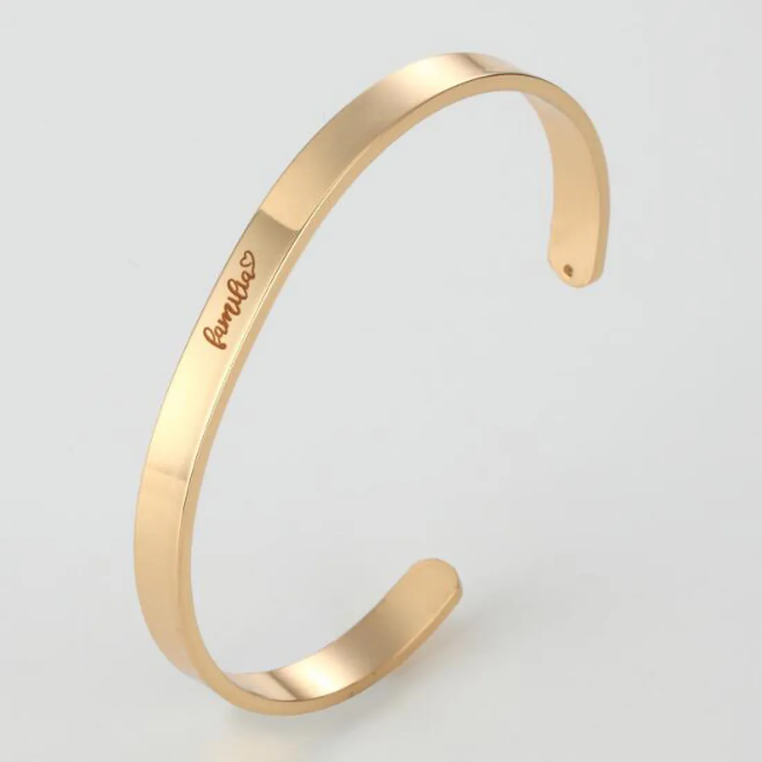 Rostfritt stål Anpassa graverad manschett Bangle Silver/ Rose Gold/ Gold Armband gåvor för för unga flickvän kvinnor gåva