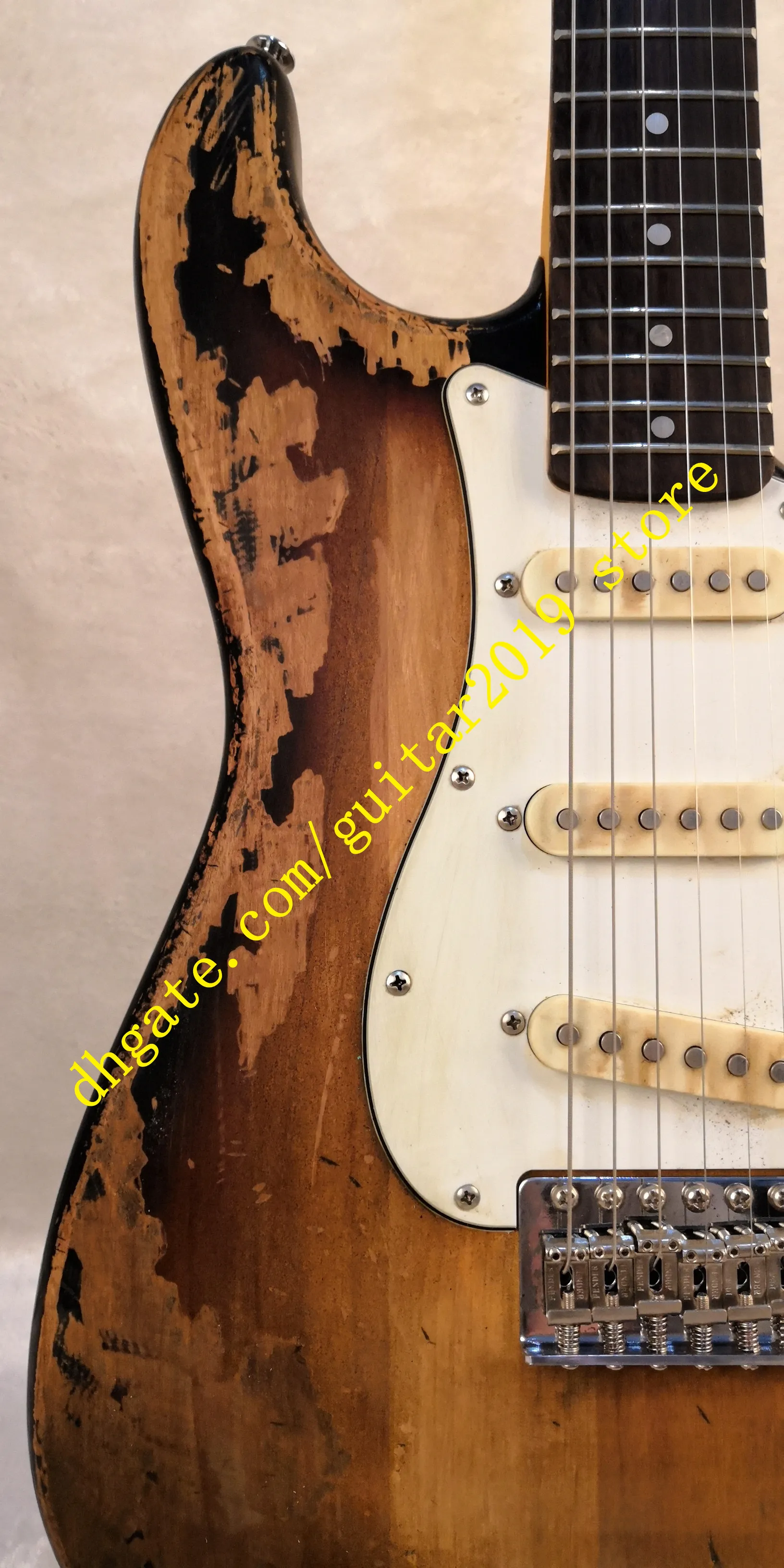 St 6 String Deluxe-serie Masterbuilt Eric Johnson Relic Electric Guitar 2 Färg Sunburst I lager