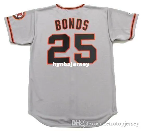 Pas cher sur mesure BARRY BONDS San Francisco Cousu 2002 Majestic Vintage Baseball Jersey Retro loin Hommes Maillots de course