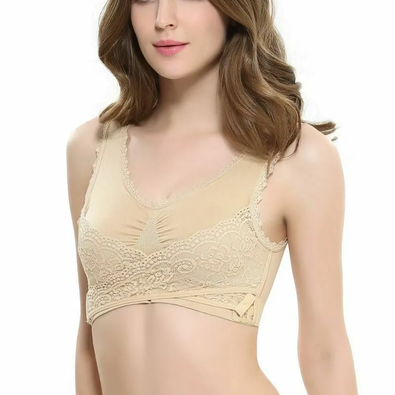 2019 New Wireless Lace Lift Bra With Front Cross And Side Buckles For  Breast Underwear From Berniceone, $28.16