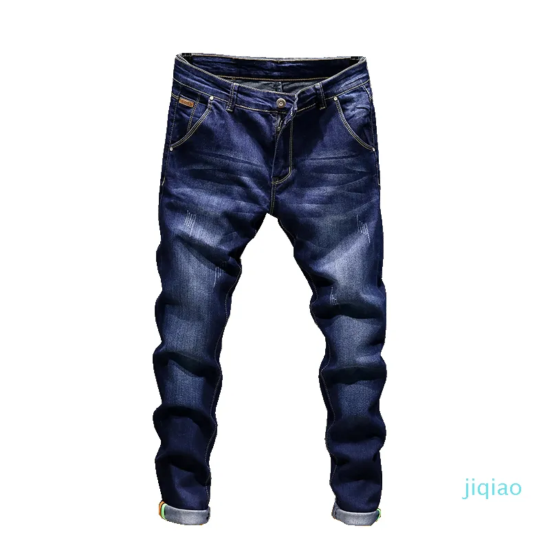 Мода -Синовые джинсы мужские прямые тонкие эластичные джинсы мужские повседневные велосипед мужские растягивающие джинсовые брюки классические брюки