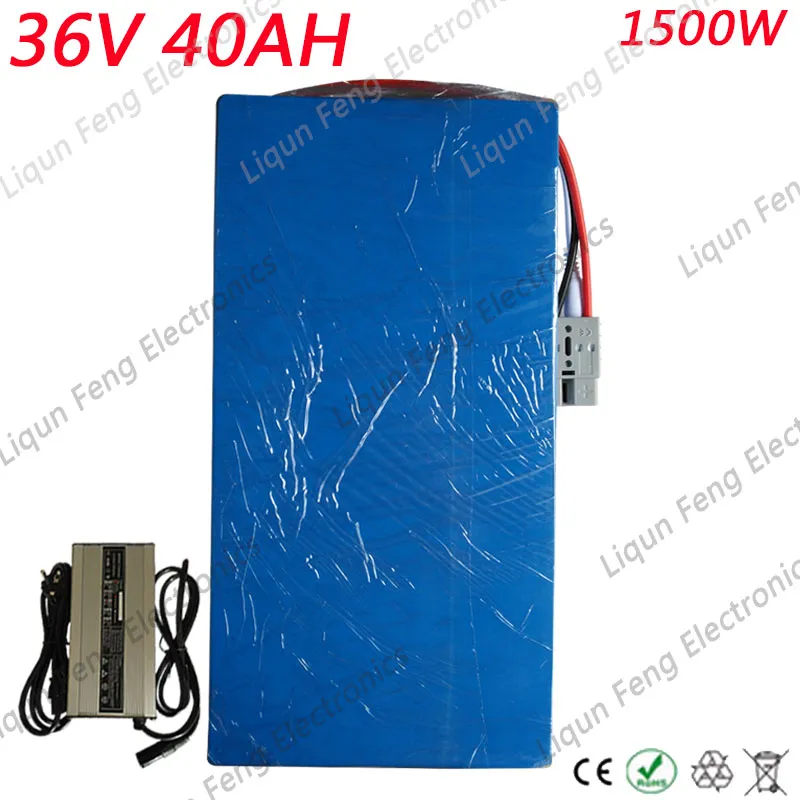 36V 40AH Lithium Scooter battery 1500W 36V E-bike Battery Use 3.7V 5.0AH 26650 or 18650 cells With 50A BMS and 42V 5A charger