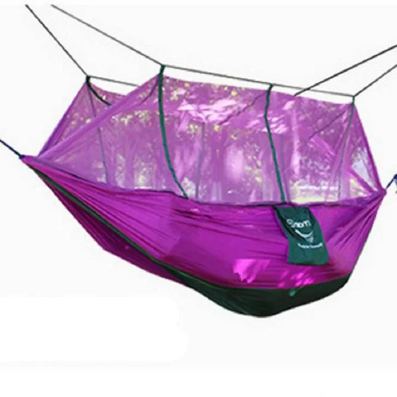 携帯用高強度パラシュートナイロンキャンプハンモック吊り下げ式ベッド蚊帳ネットハンモック寝袋送料無料