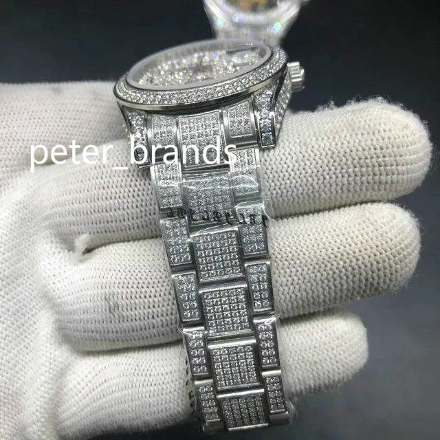 Montre de luxe avec cadran en chiffres arabes et diamants de haute qualité, automatique, étanche, 37MM, cadran en diamant, acier inoxydable 316, 256J