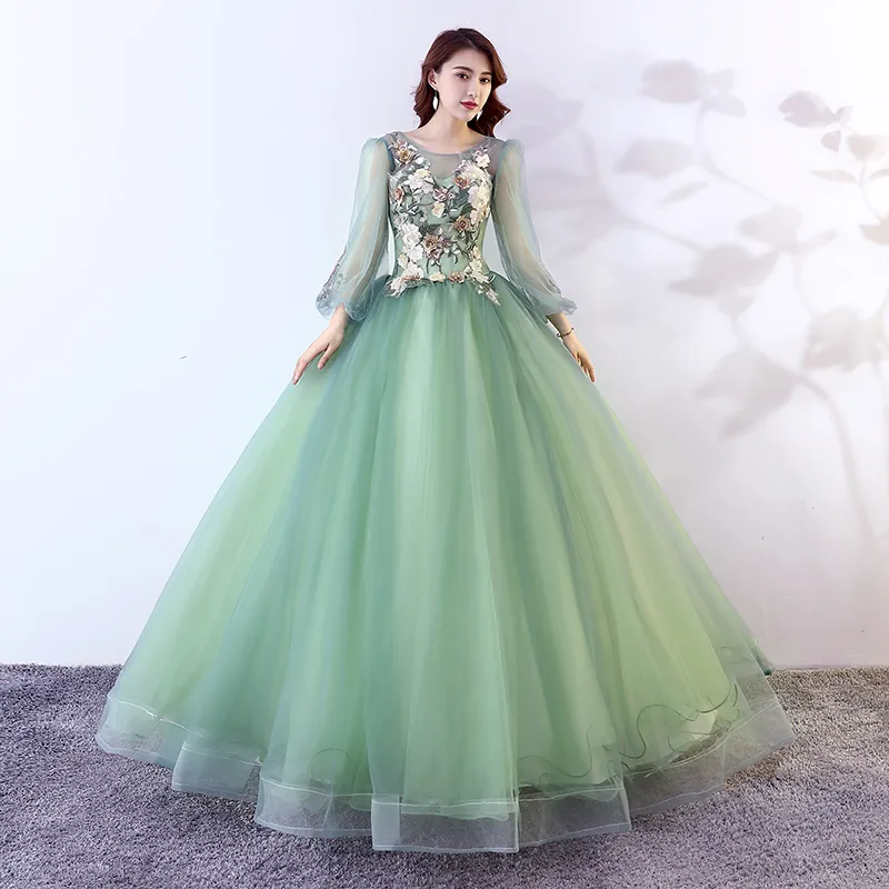 green emerald velvet dress Moss Green Renaissance Wedding Gown Dress – Mermaidcosplay main image 1