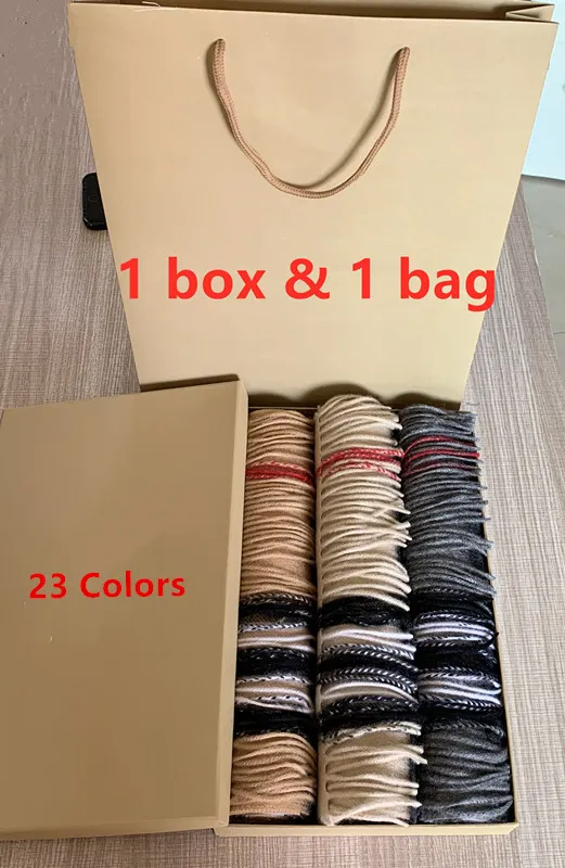 Com Bolsa De Papel Quadrado 2021 Inverno Moda 100% Cashmere Scarf Mulheres Luxo Designer Scarfs Shawls Original High End clássico Verifique grandes lenços xadrez para homens