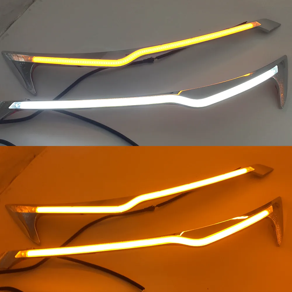1ペアカーヘッドライトLED眉のためのHonda CRV 2012 2013 2014 2014年昼間の走行灯DRL黄色のターン信号ライトが付いています
