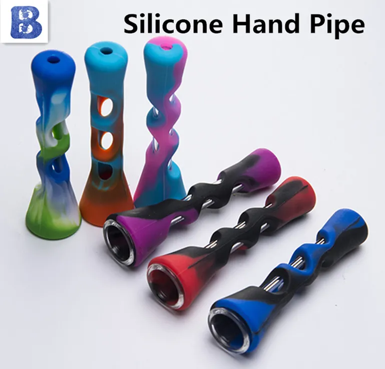 Silicone Hand Pipe with Glass Tube Inside L=83mm D of Glass Tube=8mm D of Bowl=19.5mm Portable Tobacco Mini Pipe Dab l