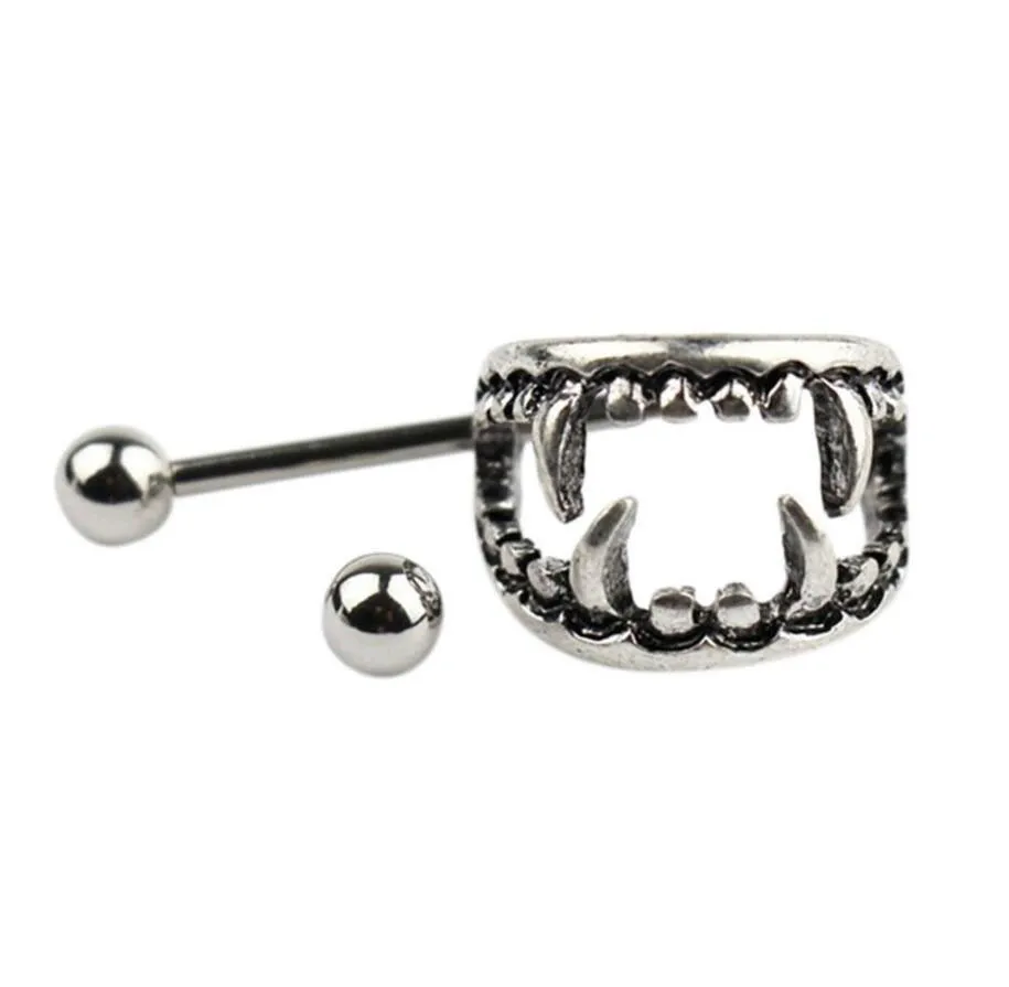 Whole Silver Plated Gothic Vampire Teeth Nipple Rings From Timey 0 