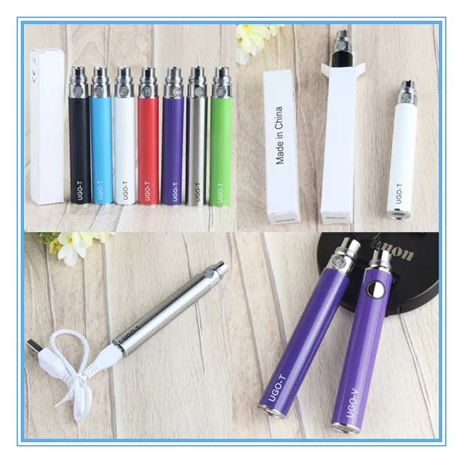 MOQ 10pcs Ugo eGo-T 배터리는 ego-u 배터리를 통과합니다. 아래의 vape 펜 510 스레드를위한 mirco-u 배터리가있는 미르코 USB 코드