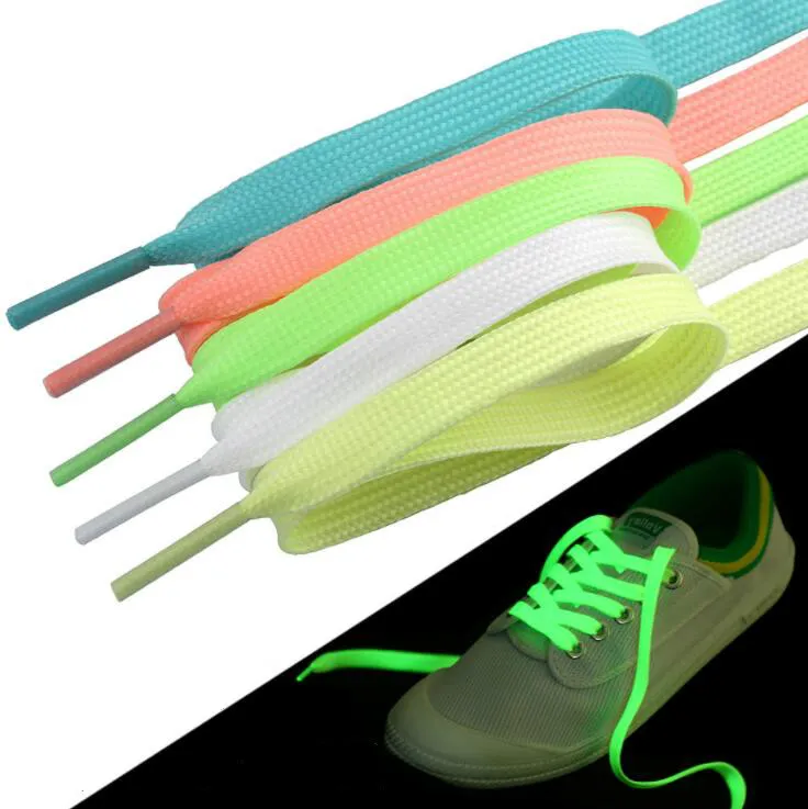 Luminous Shoelace Flat Shoe Laces Glow In The Dark Night Colorful Fluorescent Light Up Sport Shoelaces Adults Kids Christmas Day Party