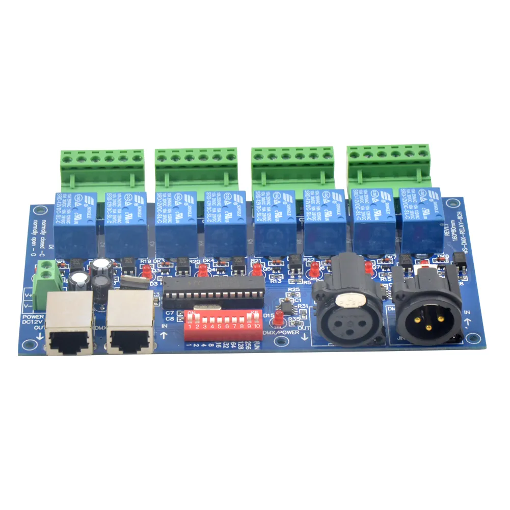 1PCS 8CH DMX 512 Controlador LED DMX512 Decodificador de sa￭da do rel￩ dimmer Max 10A WS-DMX-RELAY-8CH
