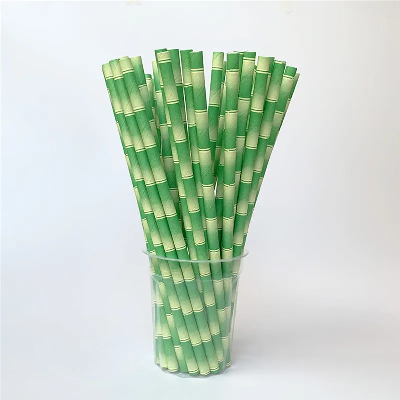 Paper Straw Bamboo Style Straw Drinking Decoration Cake Children's Party Decoration Disposable Tableware Bar Tool yq00786