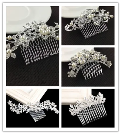 Bridal Wedding Tiaras Stunning Fine Comb Bridal Jewelry Accessories Crystal Pearl Hair Brush utterfly hairpin for bride YD0200