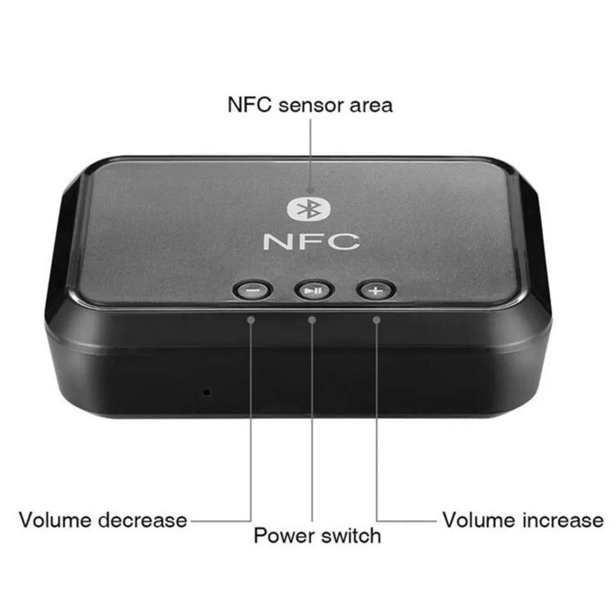 10 adet Yüksek Kalite NFC Bluetooth Alıcı Stereo 3.5mm Kablosuz Adaptörü Araba AUX Ses Ses RCA Müzik Alıcısı