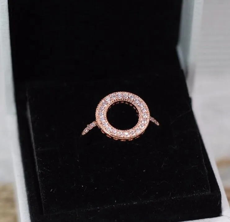 Nuovo anello con diamante CZ per gioielli Pandora con scatola originale Anello in argento sterling 925 placcato in oro rosa retrò classico anello da donna regalo di festa