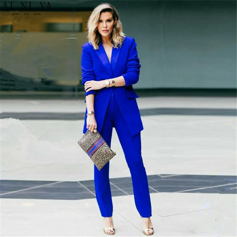 Stunning Royal Blue Elegant Chiffon Pant Suits Set Blazer And Pants For  Weddings, Parties, And Evening Wear From Foreverbridal, $66.32