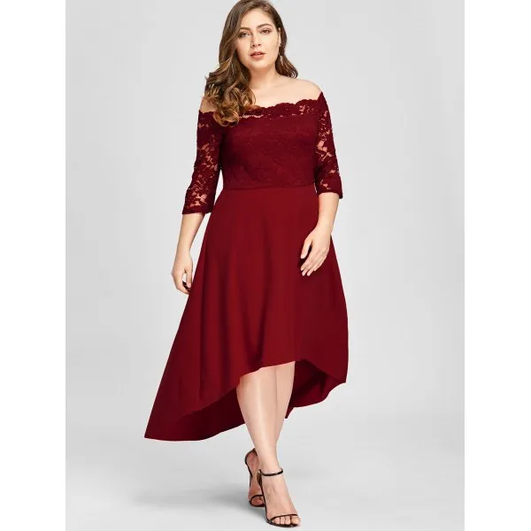 Burgundy Off-Shoulder A-Line mom prom dresses with Chiffon Long Sleeves - Plus Size Burgundy Off-Shoulder A-Line mom prom dresses with Chiffon Long Sleeves - Plus Size