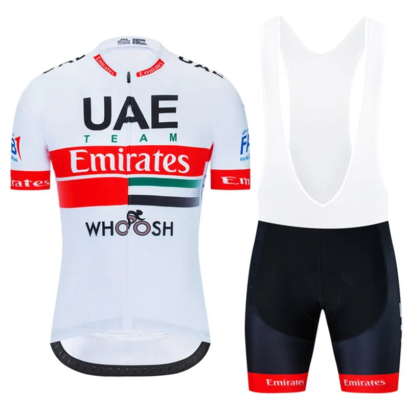 Sommer Männer UAE Team Radfahren Jersey Set 2021 MTB Bike Shirt Trägerhose Anzug Kurzarm atmungsaktive Rennrad Outfits Y21032208