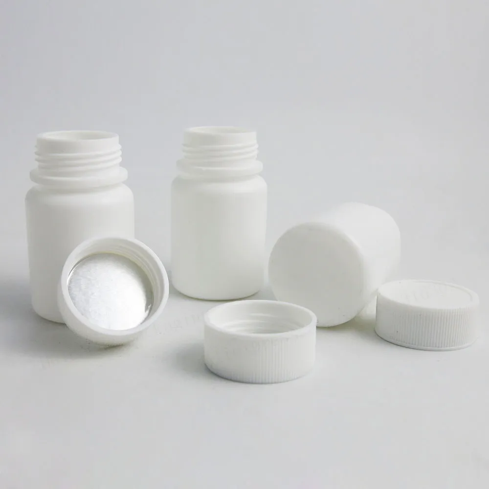 100 X 30ml HDPE Solid White Pharmaceutical Pill Bottles For Medicine Capsules Container Packaging