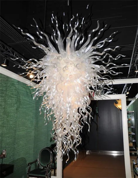 Top Sprzedaż Nowoczesne Wyczyść Duży White Dmuchane szklane żyrandole lampy dla hotelowych bar schodów dekoracji