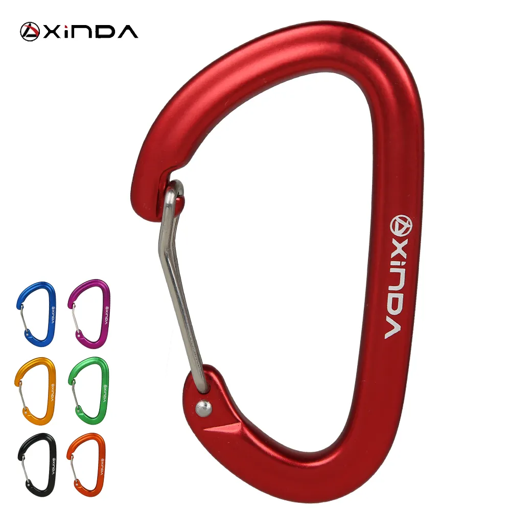 Xinda Professional 16KNロッククライミングカラビナークリップD字型ねじゲートロックアルミ合金キーホルダー屋外機器