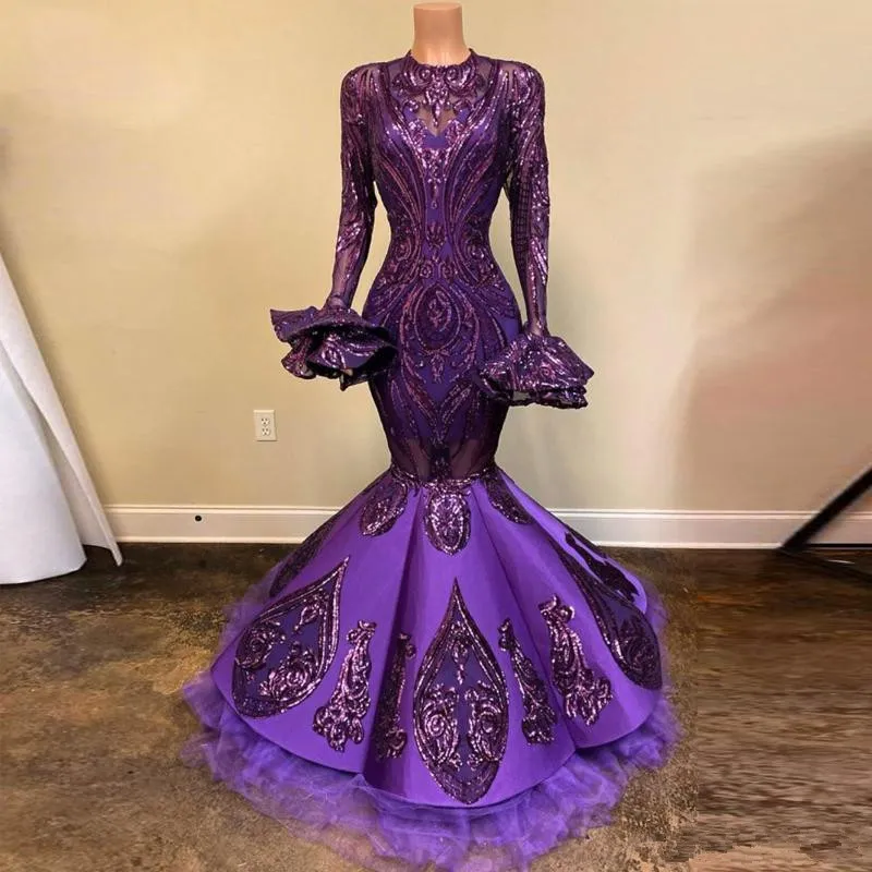 knee length dresses for ladies Berylove Women Purple A Line Maxi Dress V Neck Long Sleeve Pleated Floral Wedding Guest Dress, Purple / XL main image 1