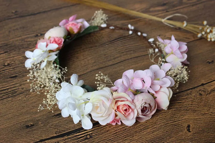 Girls Floral Crown Headpiece - Boho Flower Garlands