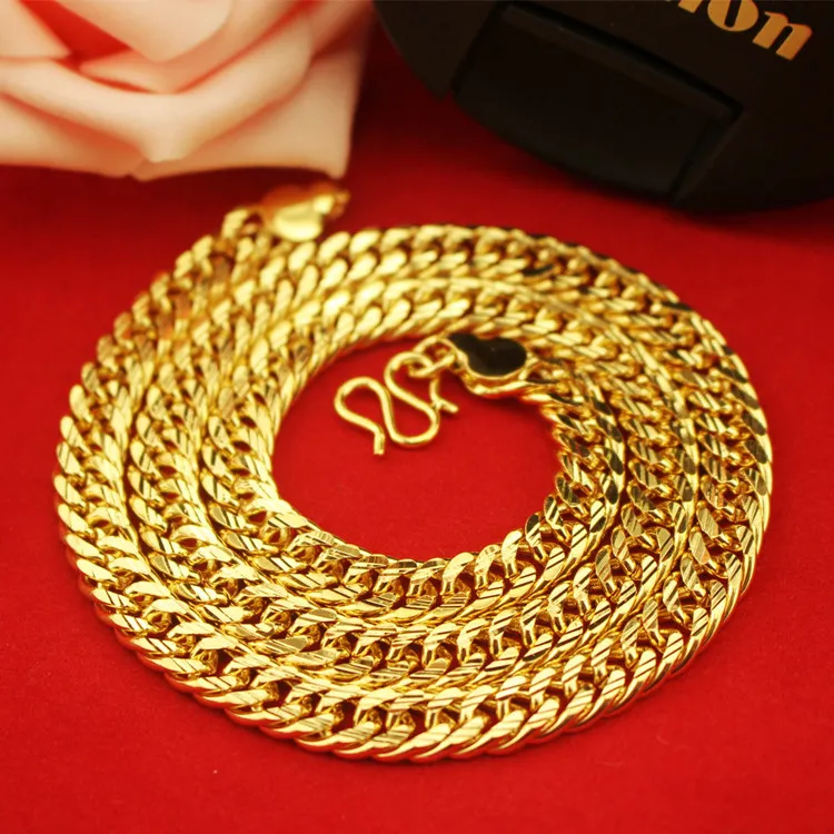 Hip Hop Heavy 24k Guldfyllda herrkedjor 8-12mm Miami Cuban Long Link Chain Double Buckle Halsband för mans rapparsmycken3494