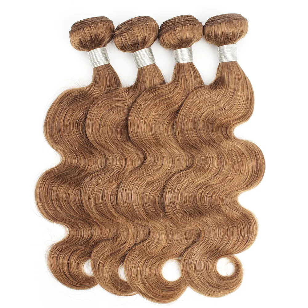 Mèches brésiliennes naturelles Remy Body Wave, brun doré clair #30, Extensions de cheveux humains, 16 à 24 pouces, vente en gros en chine, lots de 3/4