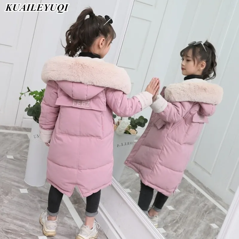 2019 New Fashion Abbigliamento per ragazze Inverno Caldo giù Giacche di cotone Bambini Collo di pelliccia Cappotti Ragazza Ispessimento Abbigliamento per bambini con cappuccio MX191030