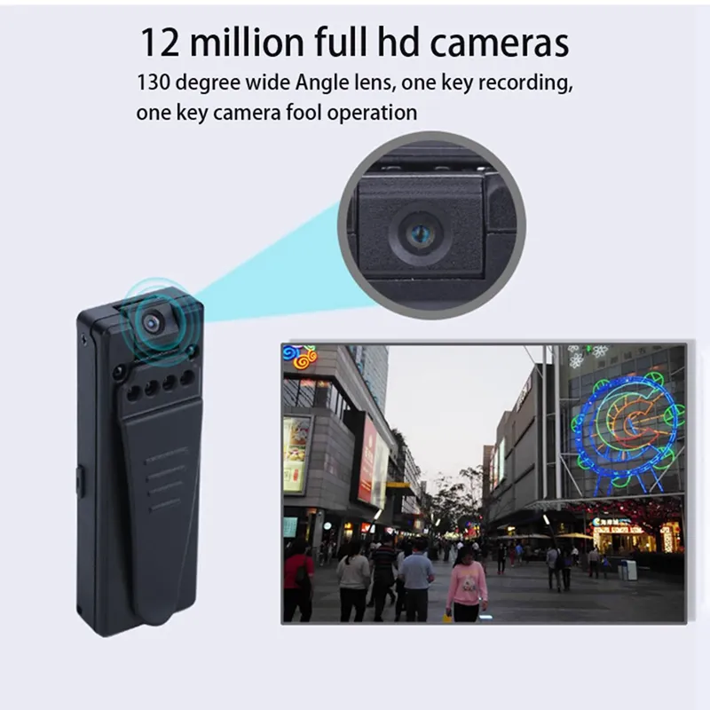 كاميرا 5M الأشعة تحت الحمراء للرؤية الليلية مصغرة HD 1080P لبس البسيطة كاميرا الجسم كشف الحركة DVR فيديو صوتي رقمي تسجيل أغنية مع كليب