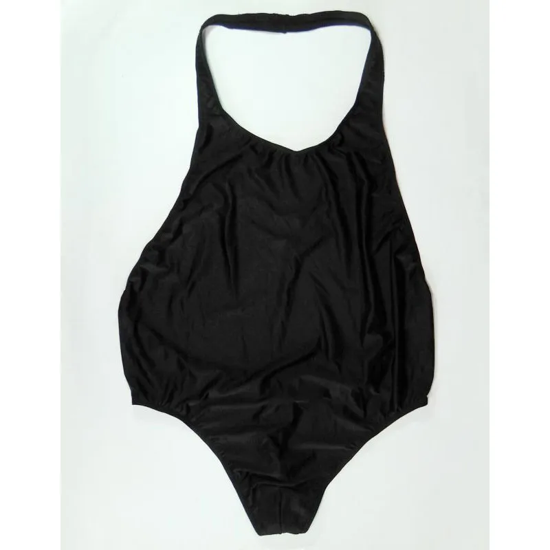 Men's Metallic Coated Shiny Bodysuit Thong Leotard - High Cut, Poly/Spandex, Black, Size ML