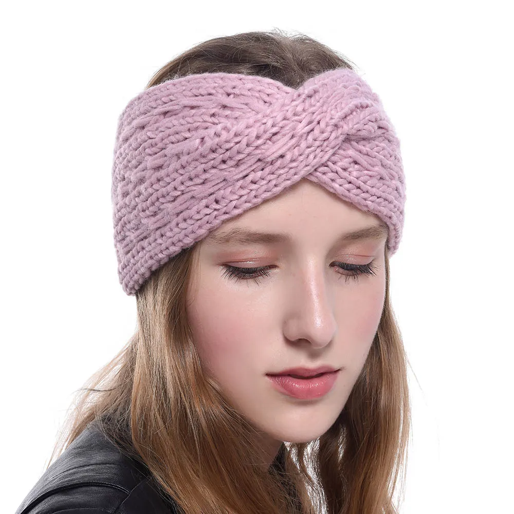 Hiver oreille plus chaud bandeau femmes mode armure élastique laine tricoté bandeau tête bandeau filles élégant cheveux accessoires
