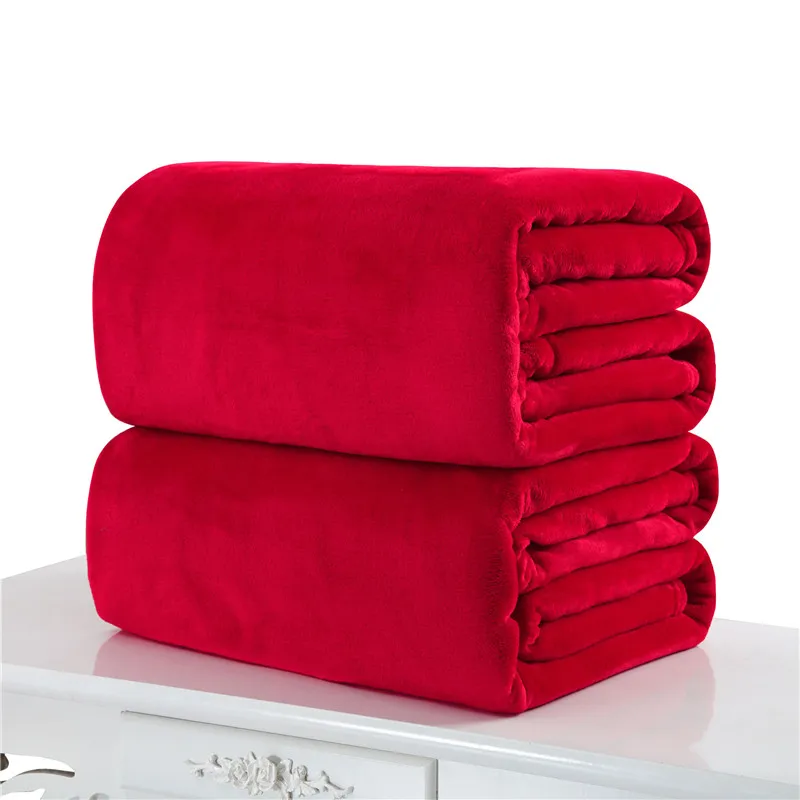 Flannel Fleece Blankets Solid Color Soft Warm Coral Pets Blanket 50*70CM 70*100CM