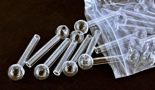 moins cher 12cm et 10cm pipe en verre verre clair brûleur à mazout tube en verre pipes à fumer ongles à l'huile somking pipes conduites d'eau