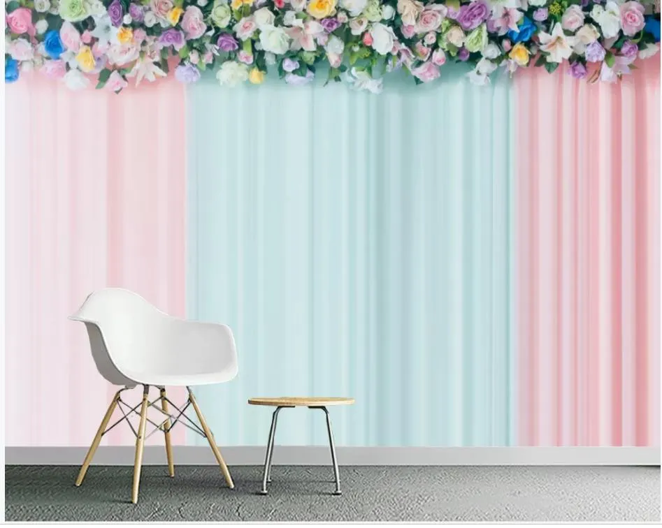 wallpaper for walls 3 d for living room European abstract three-dimensional rose curtain decoration wall