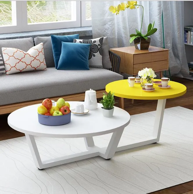 Moderne ronde Scandinavische theetafelset voor kleine woonkamers - Stijlvolle en functionele meubelcombinatie voor een eigentijds interieur