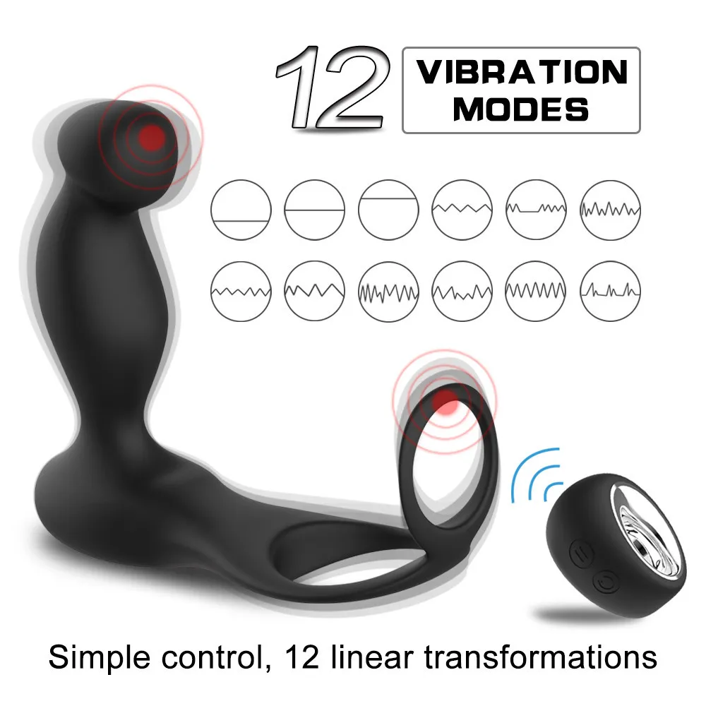 Male Prostate Massage Penis Vibrator For Men Anal Plug Silicone Prostate Stimulator Butt Plug Delay Ejaculation Ring Toy For Men (13)