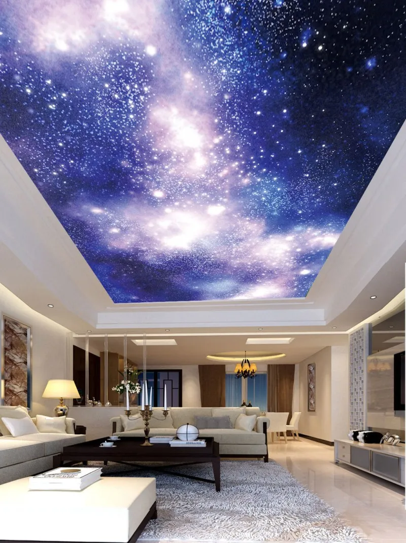 Personalizzato 3D Wallpaper Roll Beautiful Stert Sky Sky Soffitto Pittura Stelle Zenith Pittura Camera da letto soggiorno Decorazione del soffitto Decorazione murale