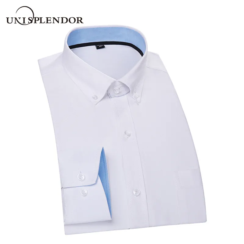 Unisplendor mariage vêtements pour hommes à manches longues printemps hommes chemises rayé/solide homme chemise décontractée Srteetwear automne hauts YN10471