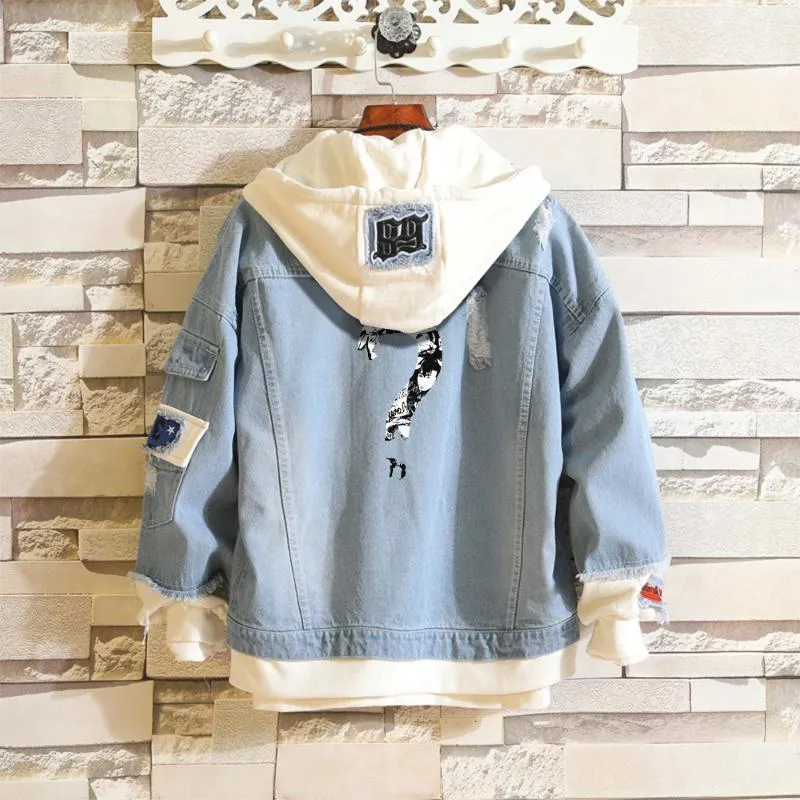 Herrenjacken XXXXTENTACION Denim Jacke Fake Zwei St cke Mantel Hip