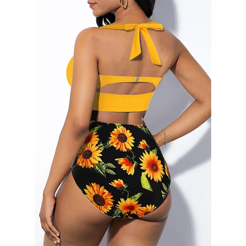 Sunflower Two Piece High Waisted Swim Set High Waist Tankini For