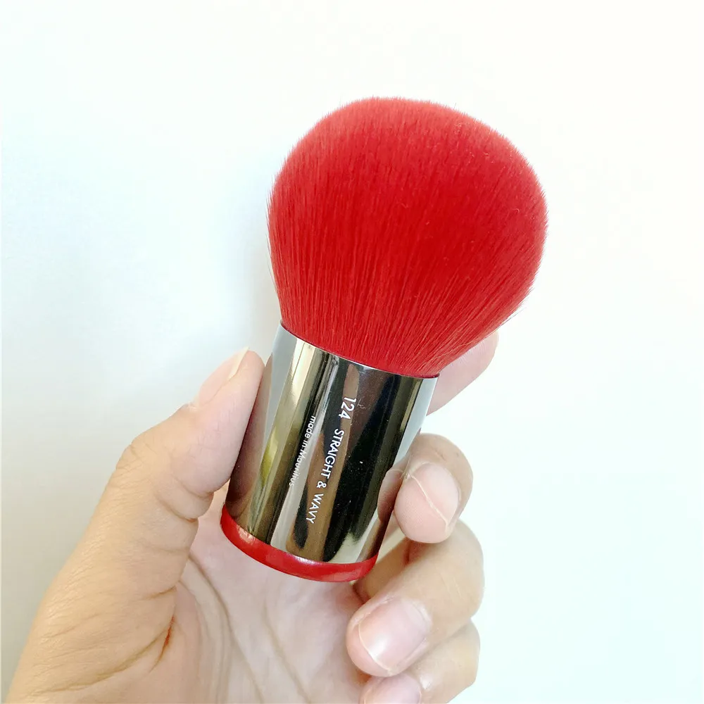 Limited RED Powder Kabuki Brush 124 - Pinceau de maquillage portable multi-usages pour fond de teint poudre bronzante fard à joues