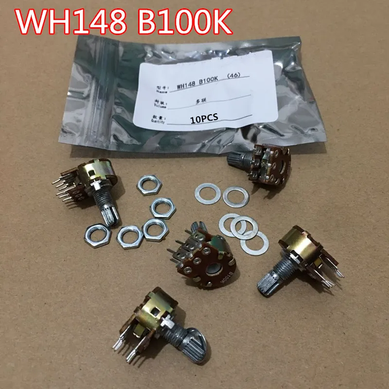 Componentes ativos 10pcs / lote potenciômetro duplo WH148 B100K